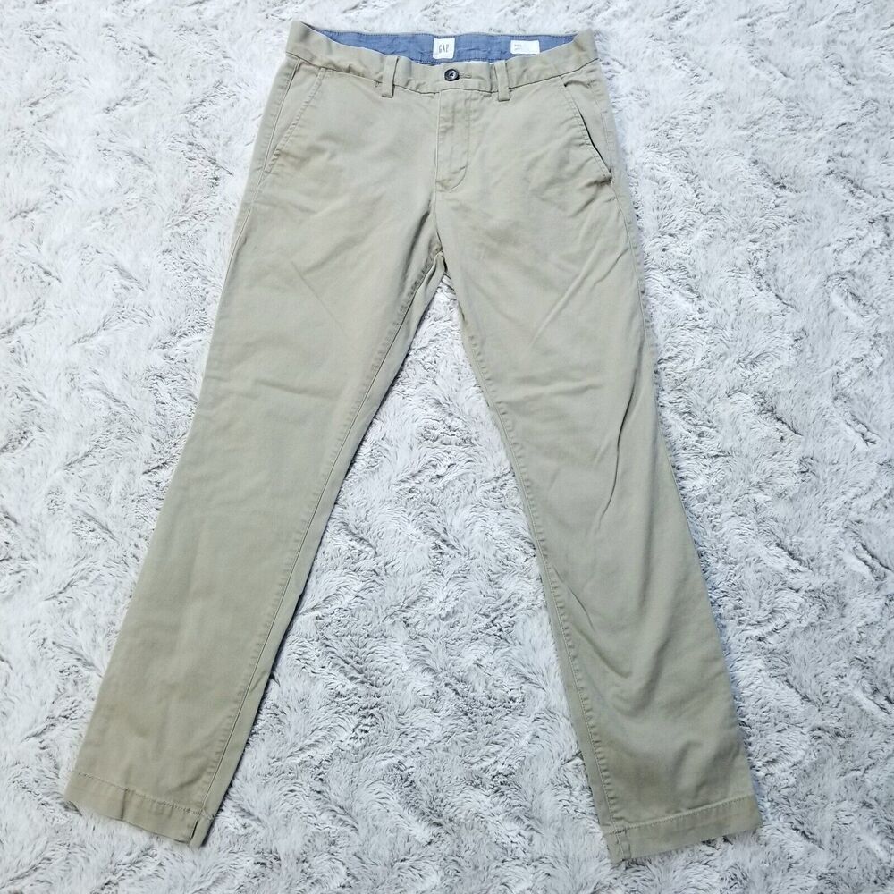 Gap Skinny Pants Mens Size 31x30 Khakis Flat Front Medium Wash Chino